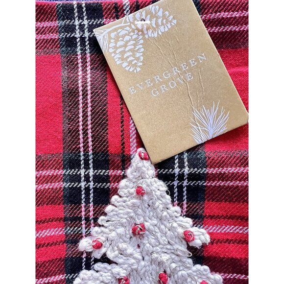 TARTAN PLAID CHRISTMAS Tree Dish Kitchen Towel Set of 2 Embroidered 20" x 28 - Picture 3 of 8
